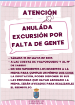 SUSPENDE EXCURSIÓN